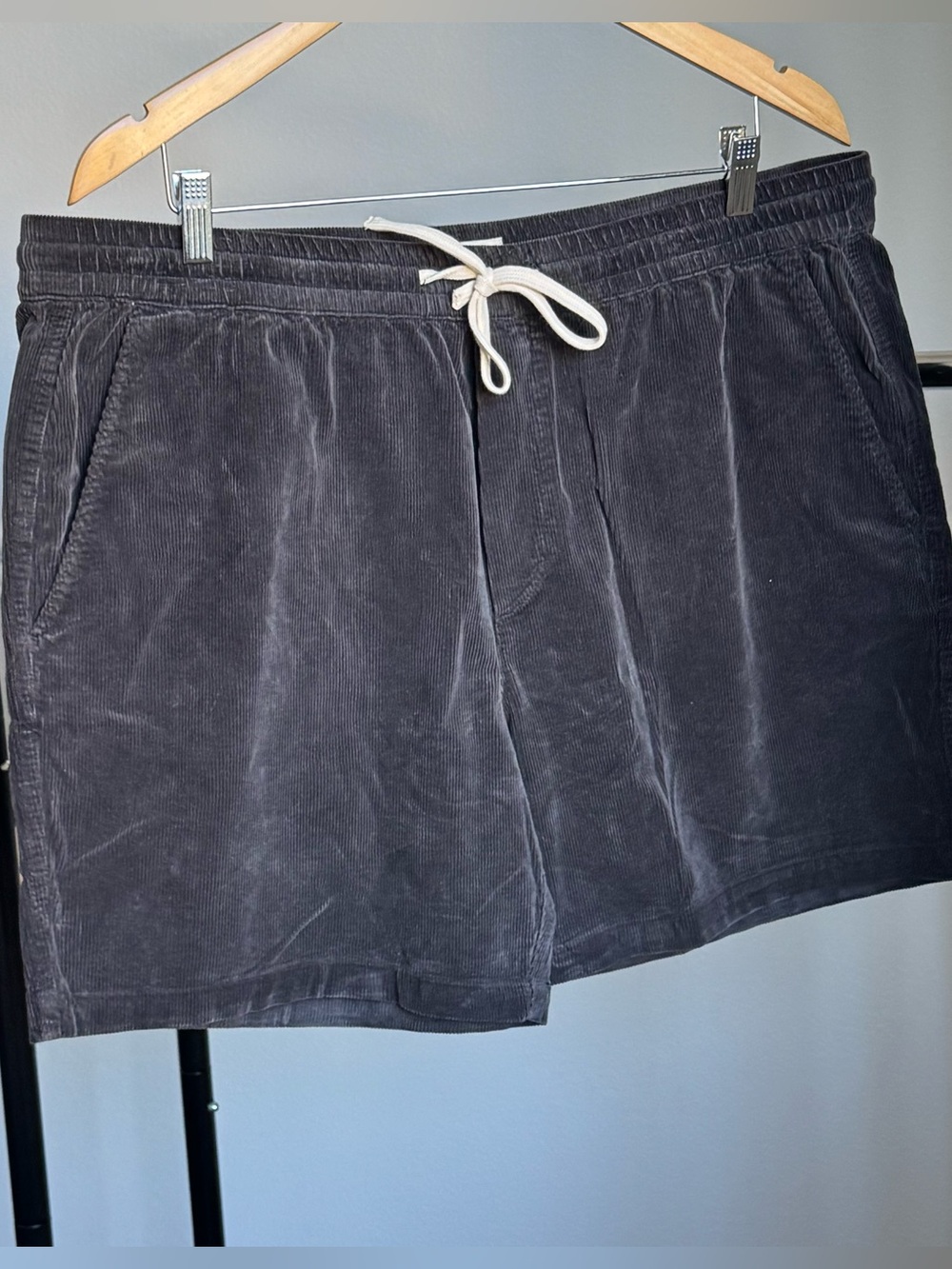 MARINE LAYER Saturday Corduroy Shorts 6" XL Faded Black Drawstring NWT